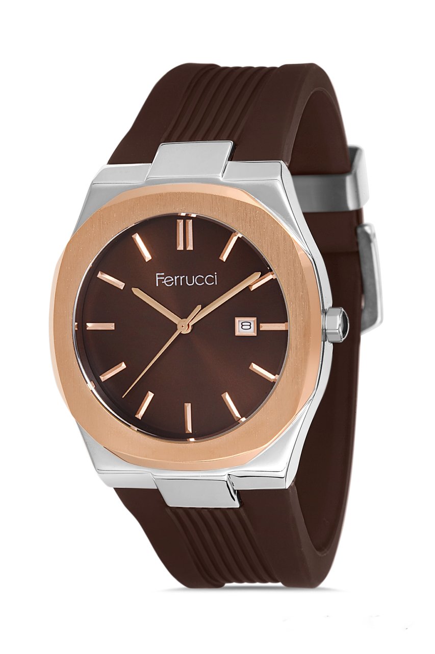 Erkek Premium Spor Kol Saati Takvimli Analog Fonksiyon FF00145 Bronz & Gümüş