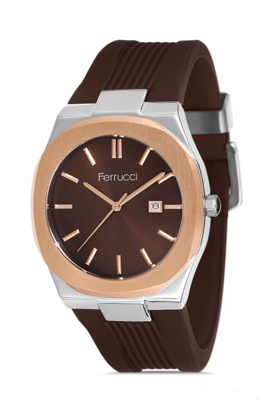 Erkek Premium Spor Kol Saati Takvimli Analog Fonksiyon FF00145 Bronz & Gümüş