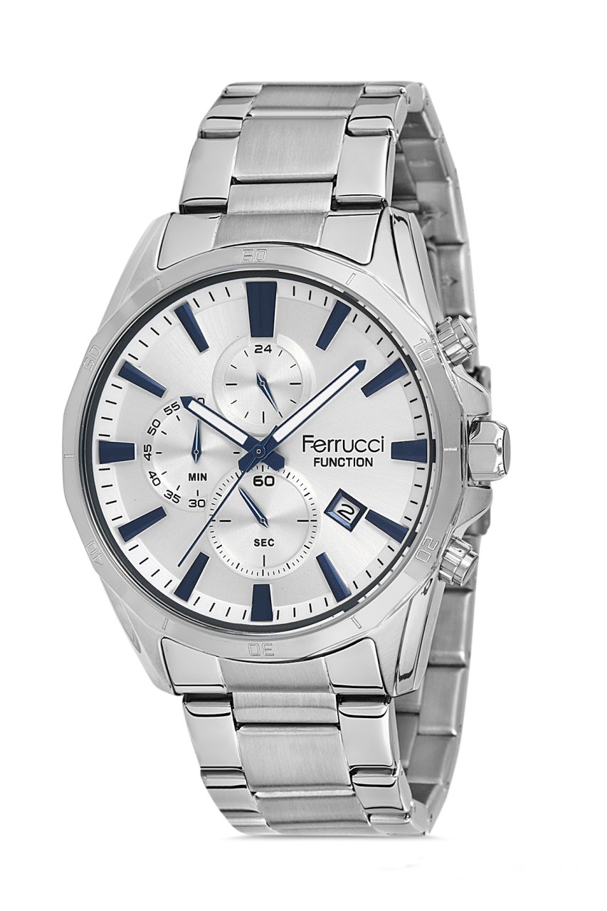 Erkek Premium Kol Saati Analog Takvimli Fonksiyon FF00148 Gümüş