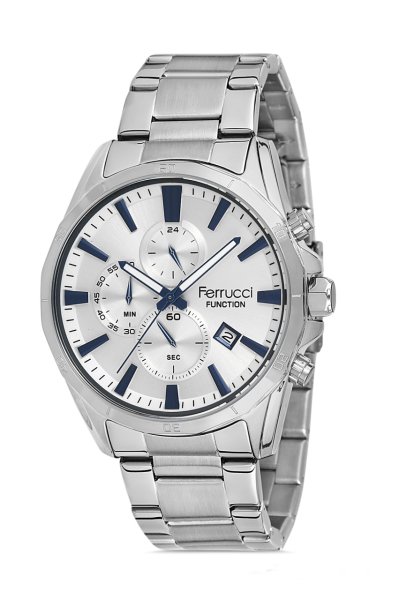 Erkek Premium Kol Saati Analog Takvimli Fonksiyon FF00148 Gümüş