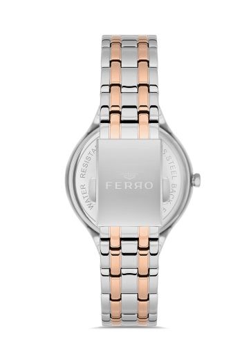 Kadın Çelik Kordon Kol Saati Çelik Kasa Premium Taşlı Model Gümüş - Rose Gold