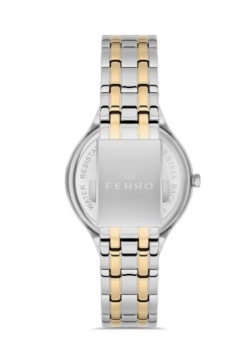Kadın Çelik Kordon Kol Saati Çelik Kasa Premium Taşlı Model Altın - Gümüş