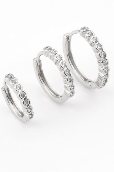 Zeravent Kadın Paslanmaz Çelik Küpe 3 'lü Set Premium Zirkon Taşlı Model