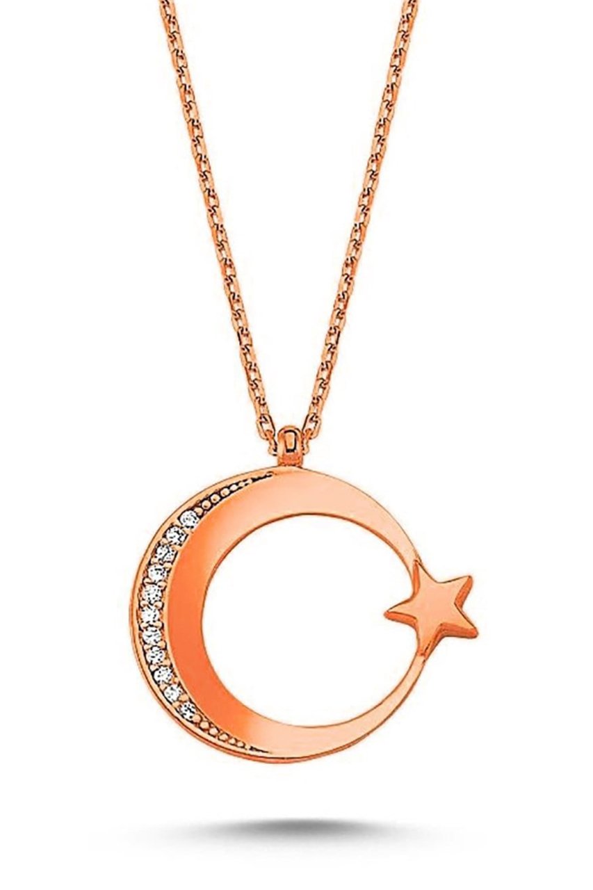 Zeravent Kadın Kolye Ayyıldızlı Model GK0015 Bronz
