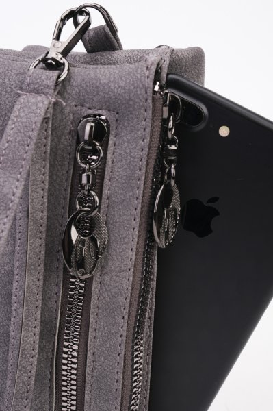 Kadın Telefon Bölmeli Deri Cüzdan Tulum Model 3145 Gri Renk