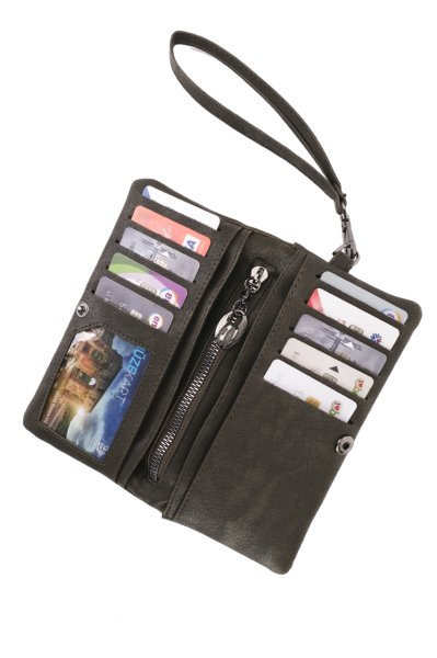Kadın Telefon Bölmeli Deri Cüzdan Tulum Model 3145 Haki Renk
