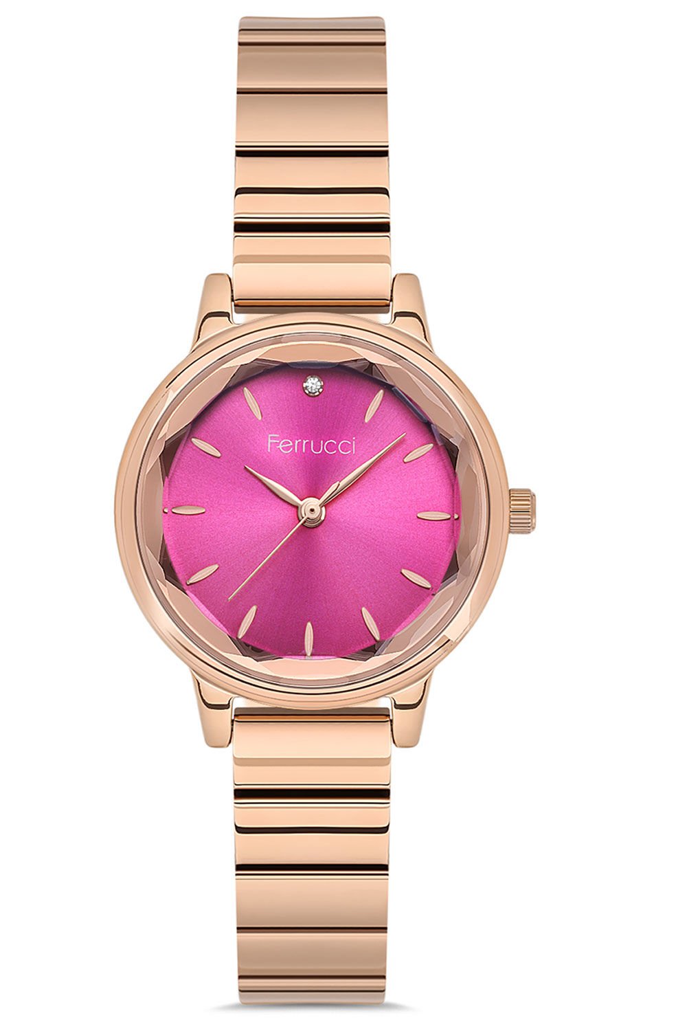 Kadın Paslanmaz Çelik Kol Saati Çelik Kasa Çelik Kordon Premium Model 2 Yıl Garantili Rose Gold - Fuşya