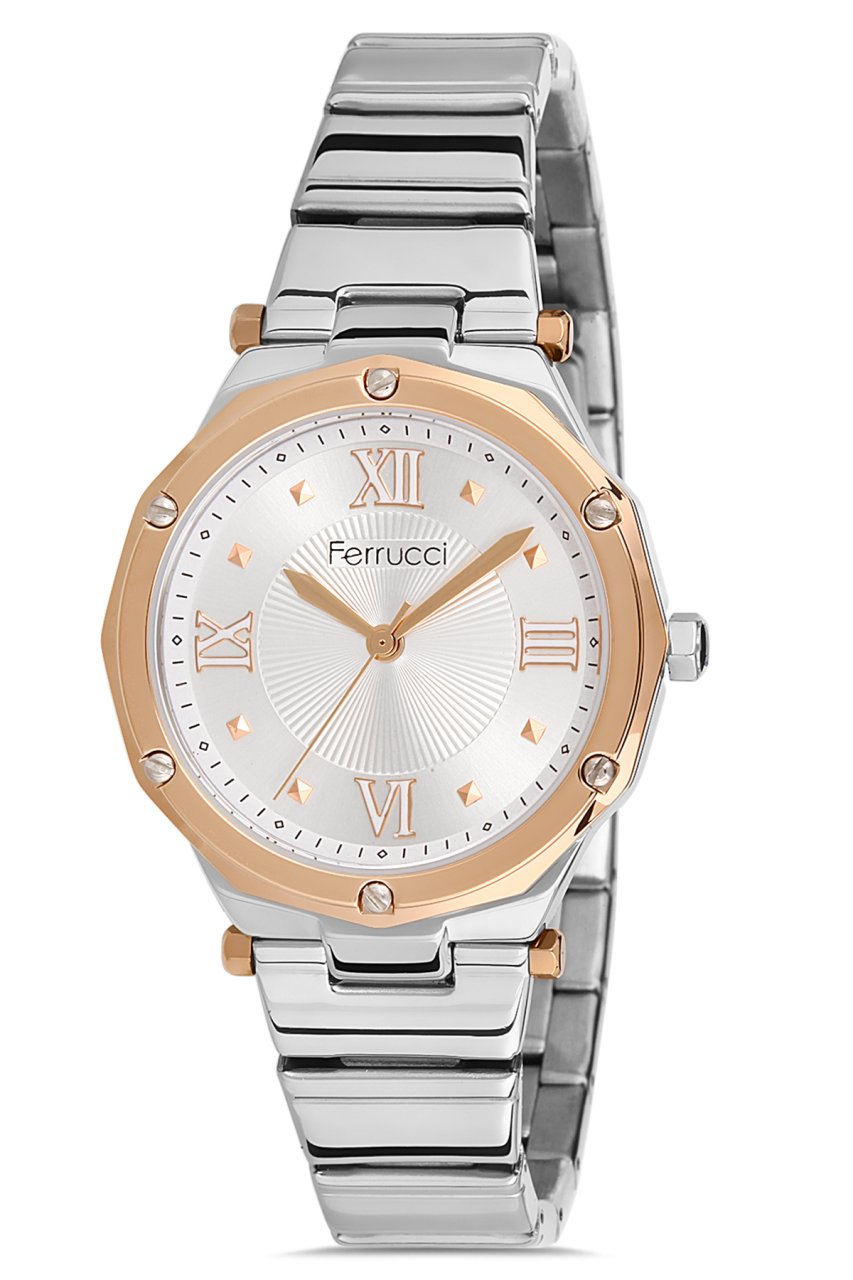 Kadın Çelik Kordon Kol Saati Çelik Kasa Premium Model 14114M Gümüş & Bronz