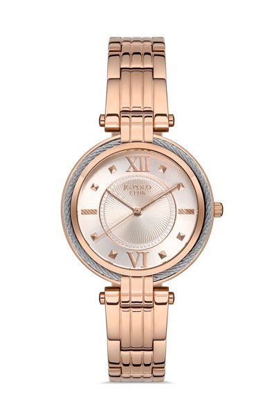Kadın Premium Kol Saati Çelik Halat Analog Fonksiyon 11253 Bronz & Beyaz