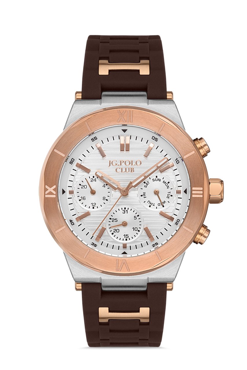 Erkek Premium Kol Saati Takvimli Analog Fonksiyon 3322S Bronz & Gümüş