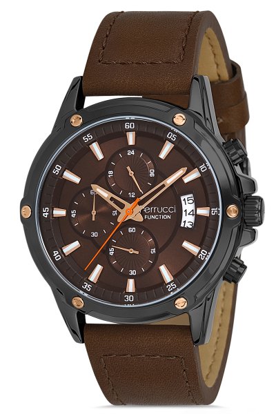 Erkek Spor Kol Saati Takvimli Analog Fonksiyon 13909K Koyu Kahverengi