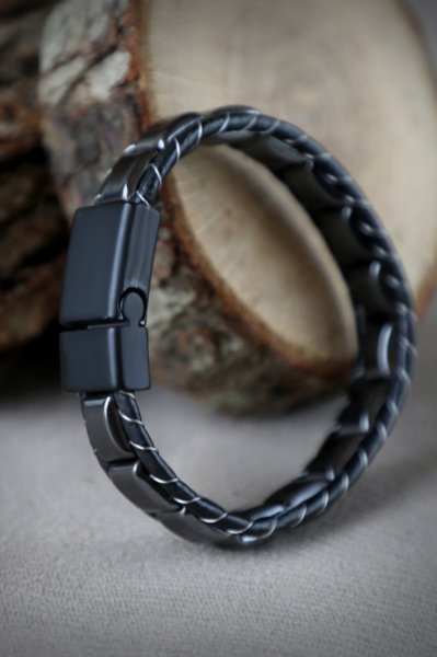 Zeravent Hematit Örmeli Deri & Doğal Taşlı Bileklik