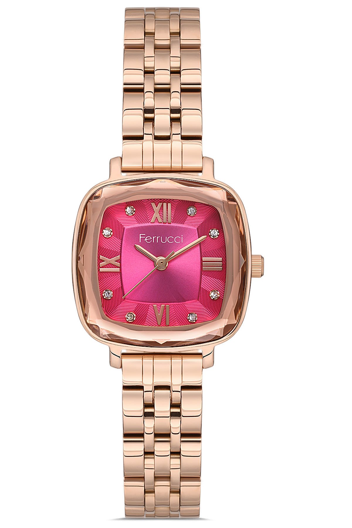Kadın Premium Kol Saati Çelik Kasa Çelik Kordon Su Geçirmez Rose Gold - Fuşya