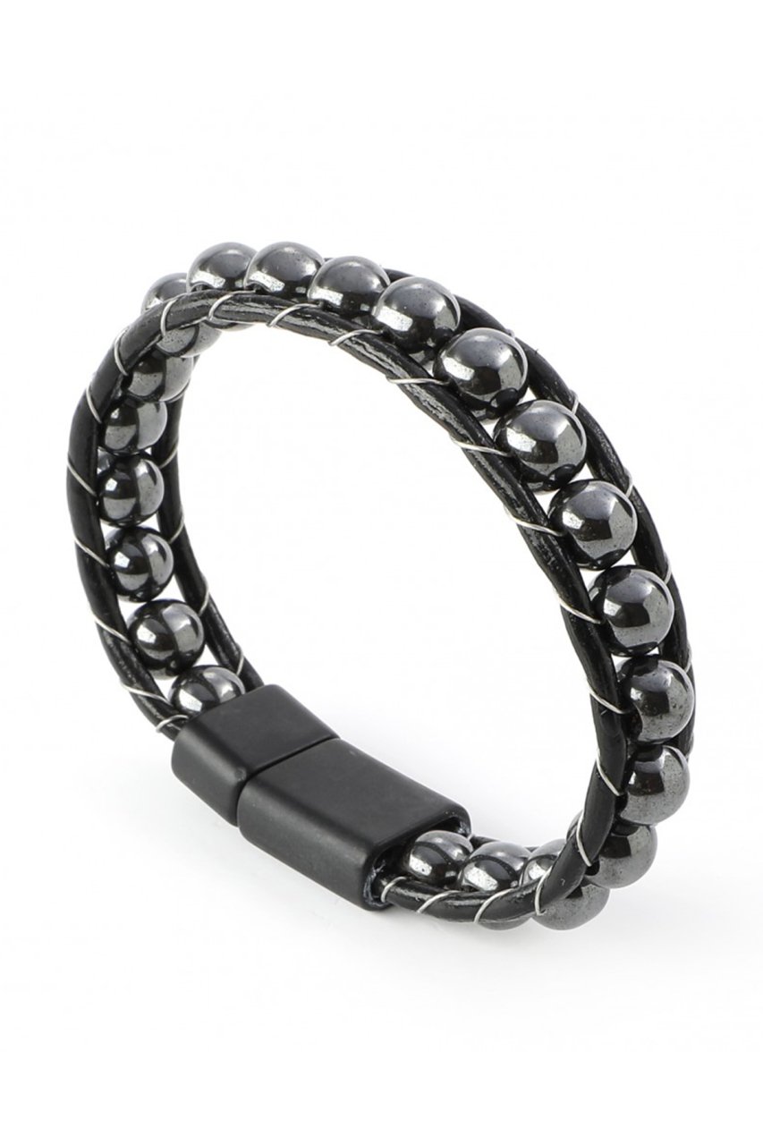 Zeravent Doğal Taşlı Erkek Bileklik Hakiki Deri BAD22