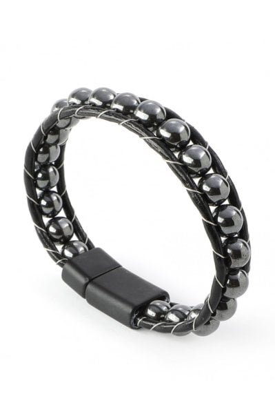 Zeravent Doğal Taşlı Erkek Bileklik Hakiki Deri BAD22