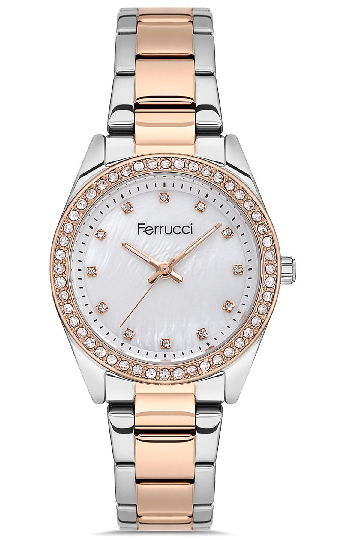 Kadın Premium Kol Saati Çelik Kasa Çelik Kordon Su Geçirmez Rose Gold - Beyaz