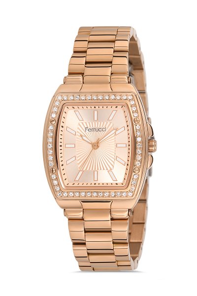 Bayan Kol Saati Kristal Taş Detaylı Kare Model 14162M Bronz