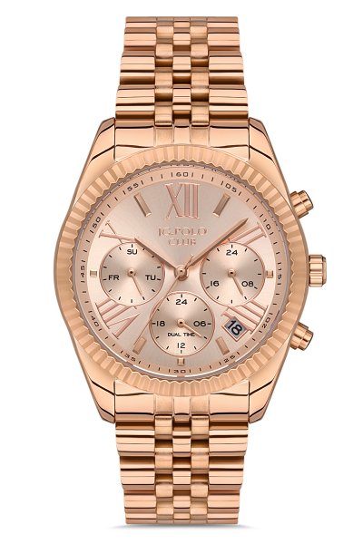 Kadın Premium Kol Saati Analog Takvimli Fonksiyon 1737M  Bronz