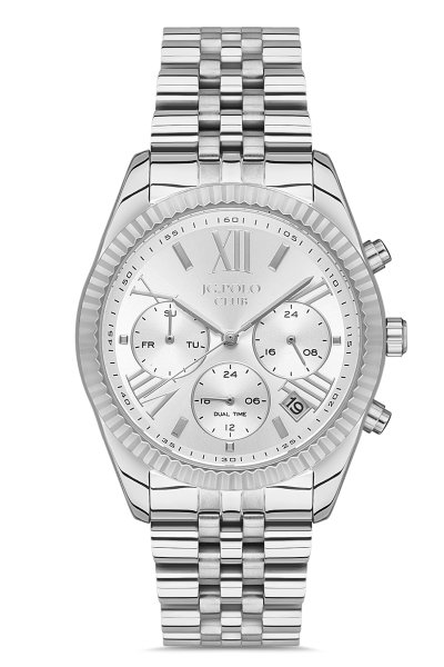 Kadın Premium Kol Saati Analog Takvimli Fonksiyon 1737M Gümüş