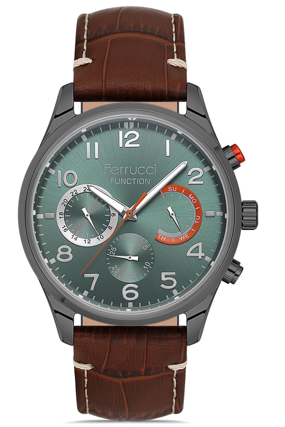 Erkek Çelik Kasa Kol Saati Hakiki Deri Kordon Paslanmaz Çelik İç Fonksiyonlar Aktif Çalışır 2 Yıl Garantili Kahverengi - Yeşil