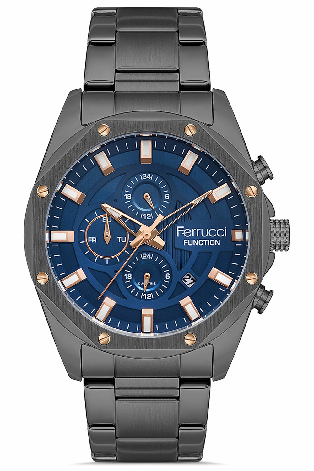 Erkek Premium Kol Saati Çelik Kasa Çelik Kordon Su Geçirmez Geometrik Model 14521NX-B