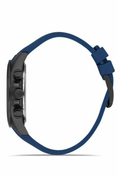 Erkek Spor Kol Saati Çelik Kasa Silikon Kordon Su Geçirmez Göstergeler Aktif Lacivert - Siyah