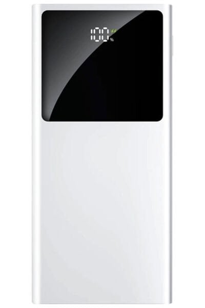 10.000 Mah Taşınabilir Hızlı Şarj Power Bank 3.Nesil LCD Ekran 3 Çıkışlı Dahili Android Type C & İOS