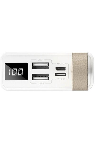 20.000 Mah Taşınabilir Hızlı Şarj Power Bank 3.Nesil LCD Ekran 2 Çıkışlı Dahili Android Type C İOS & MİCRO