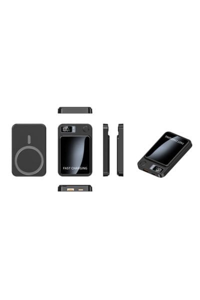 10.000 mAh Taşınabilir Hızlı Sarj Kablosuz Magsafe Powerbank 22.5W Dijital Göstergeli
