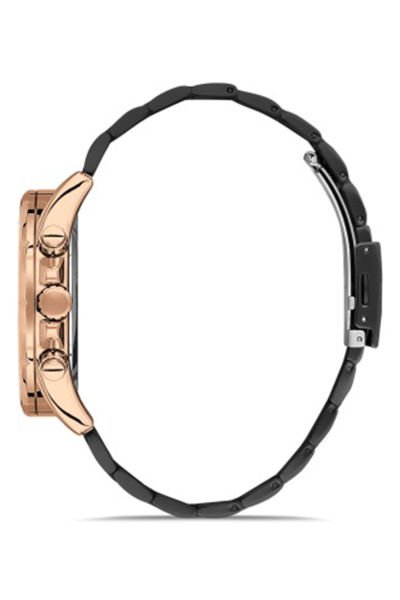 Erkek Kol Saati Çelik Kordon Çelik Kasa Su Geçirmez Multi Fonksiyon Siyah - Rose Gold
