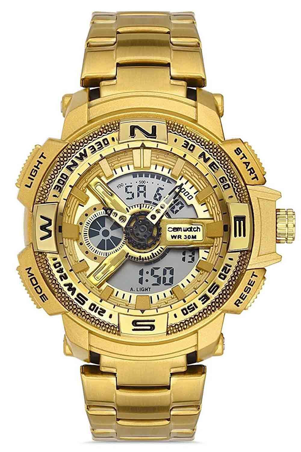 Erkek Spor Kol Saati Çelik Kordon Analog & Dijital Fonksiyon NS00150-B