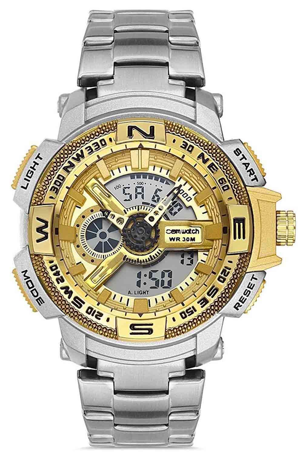 Erkek Spor Kol Saati Çelik Kordon Analog & Dijital Fonksiyon NS00150-D