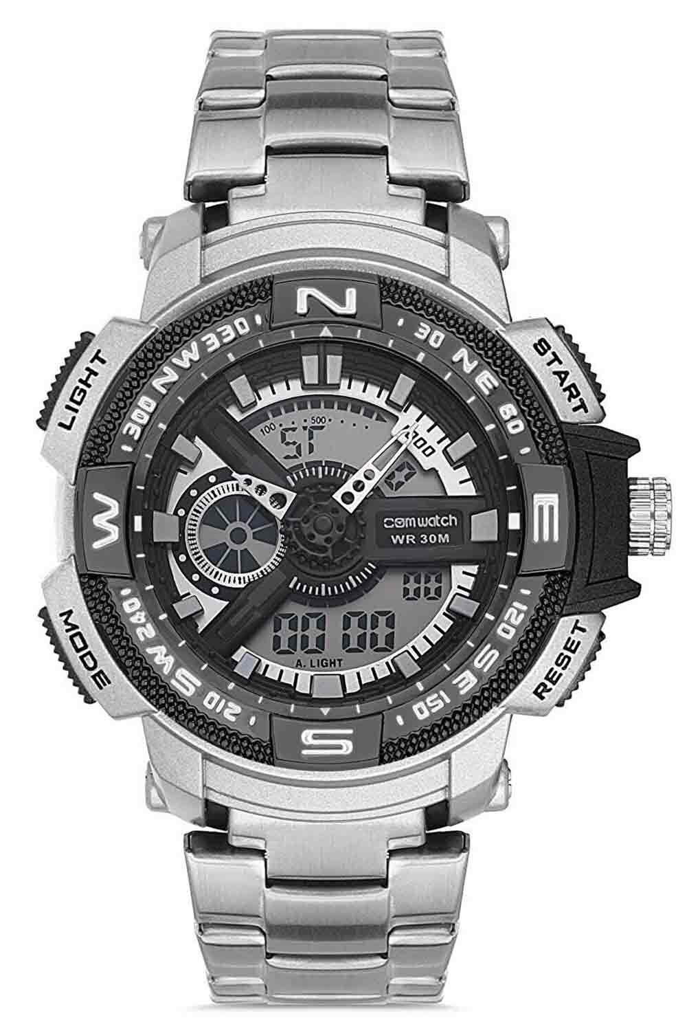 Erkek Spor Kol Saati Çelik Kordon Analog & Dijital Fonksiyon NS00150-E