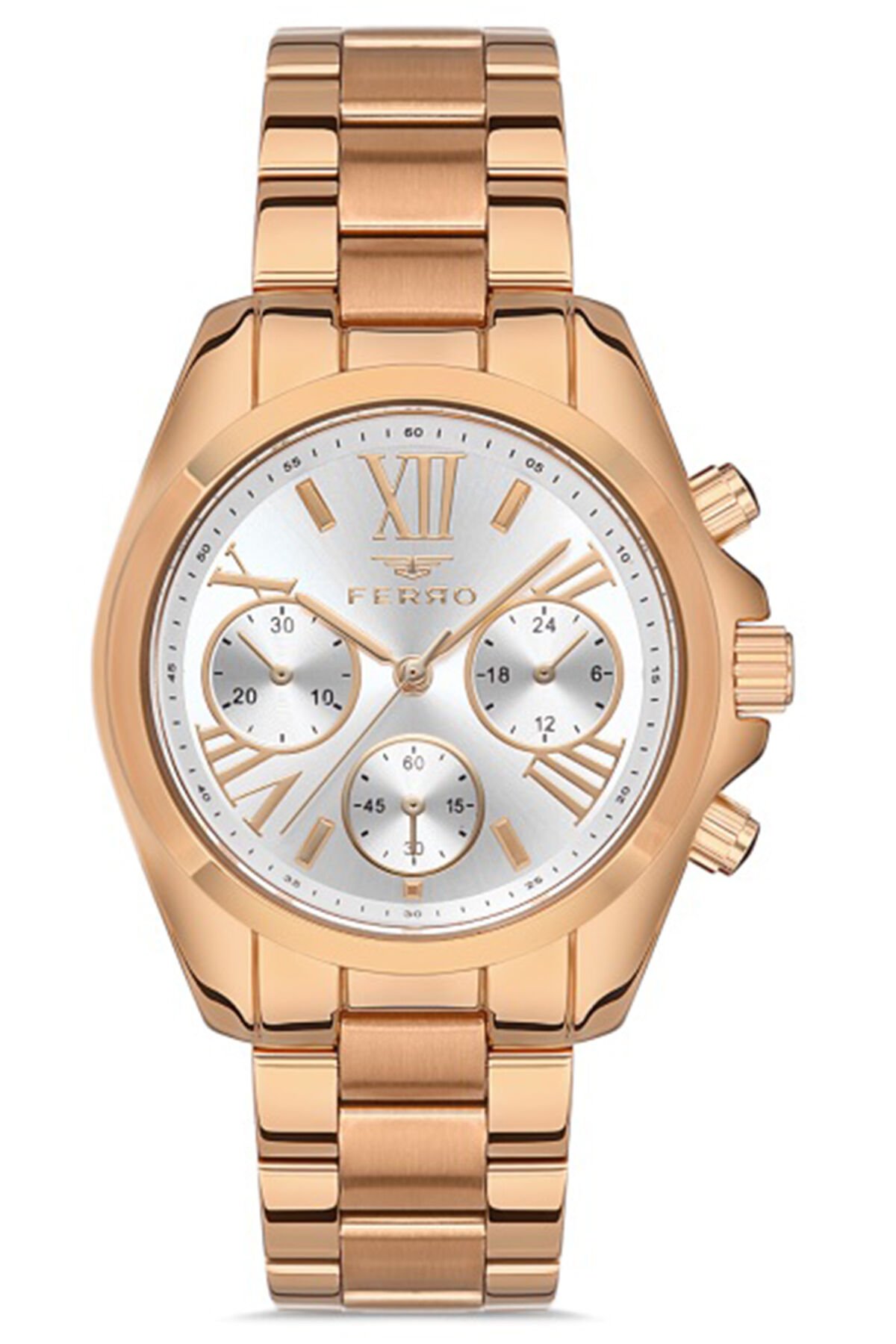 Kadın Çelik Kordon Kol Saati Çelik Kasa Su Geçirmez Premium Model Rose Gold - Beyaz