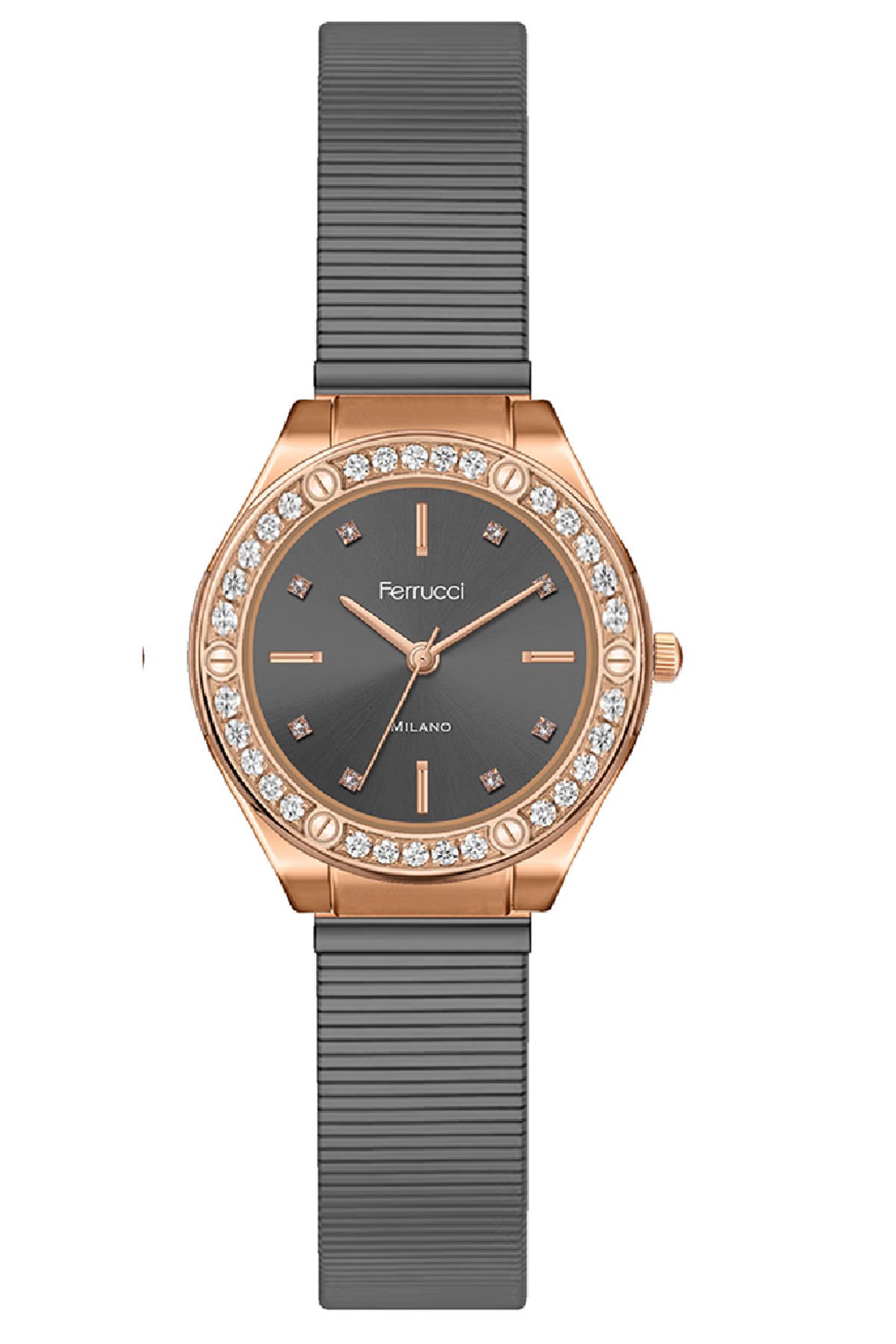 Kadın Çelik Kasa Kol Saati Çelik Kordon Premium Milano Model Füme - Rose