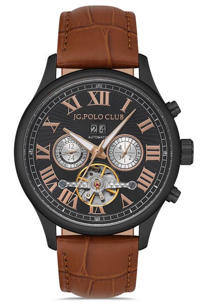 Erkek Automatic Kol Saati Çelik Kasa Deri Kordon 100M Su Geçirmez 11615TR-B