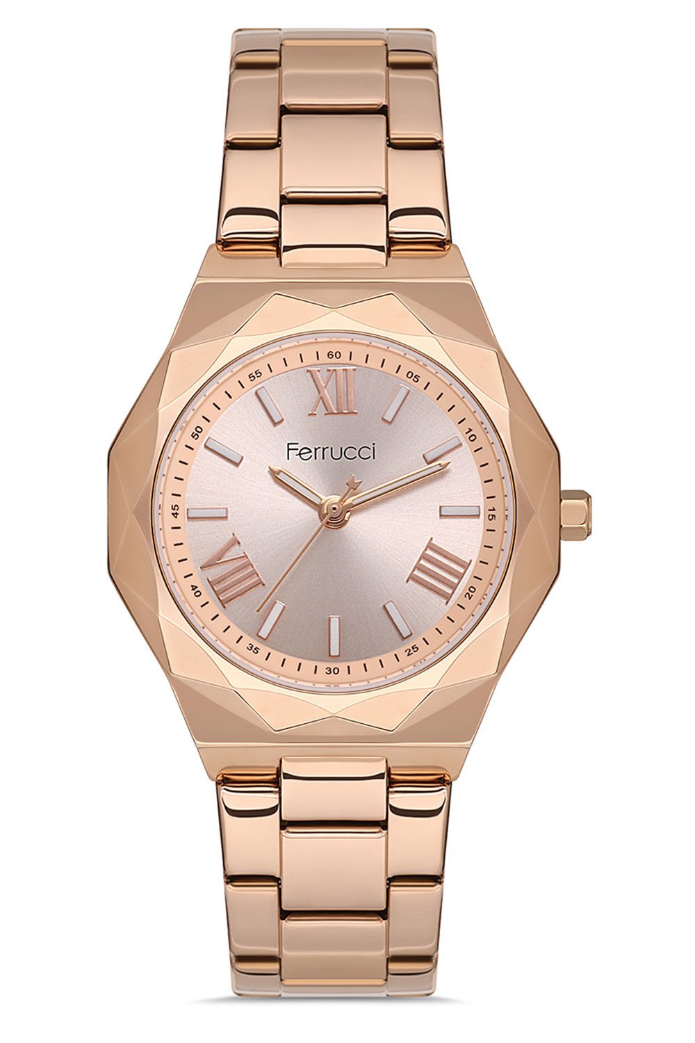 Kadın Çelik Kordon Kol Saati Çelik Kasa Su Geçirmez Paslanmaz Çelik Model 2 Yıl Garantili Premium Geometrik Model Rose Gold