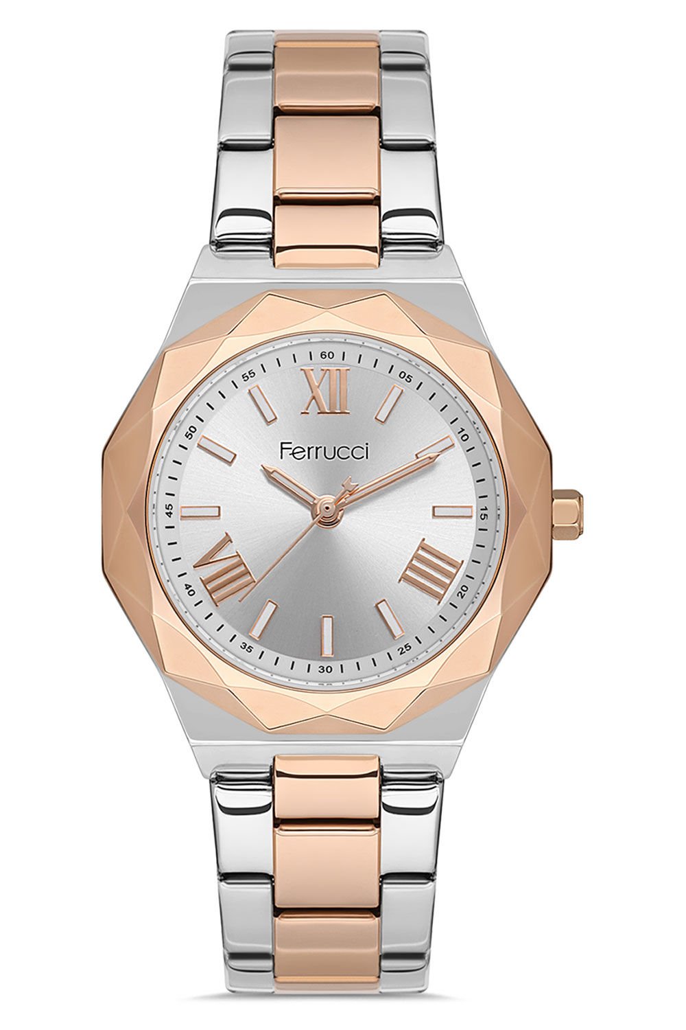 Kadın Çelik Kordon Kol Saati Çelik Kasa Su Geçirmez Paslanmaz Çelik Model 2 Yıl Garantili Premium Geometrik Model Gümüş - Rose Gold